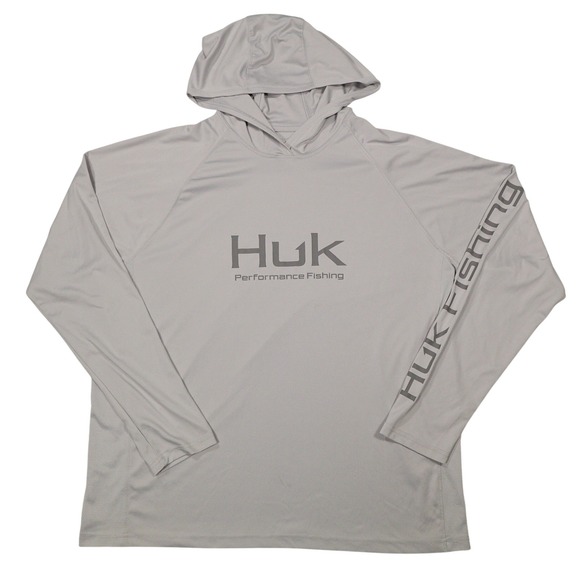 HUK Men's XL Gray Blue UPF50 Icon Performance Long Sleeve Hoodie Shirt BUNDLE - Picture 2 of 14